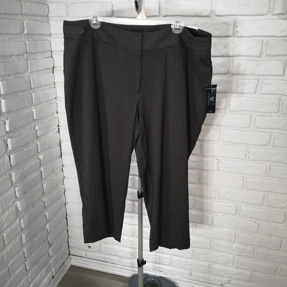 NWT Worthington Ladies Size 18 Dark Grey Modern Fit Straight Legs Crop Pants - Picture 1 of 15
